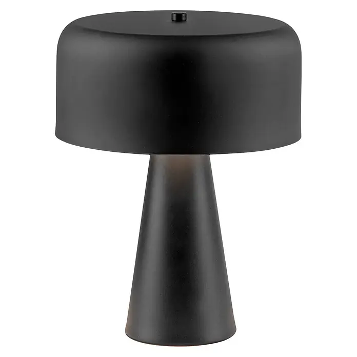 Just Light Tischleuchte Pento - 25 W, L x B x H: 26,5 x 265 x 34,5 cm, Schwarz, E27 - Mattschwarze Tischleuchte mit konischem Fuß und zylindrischem Schirm.
