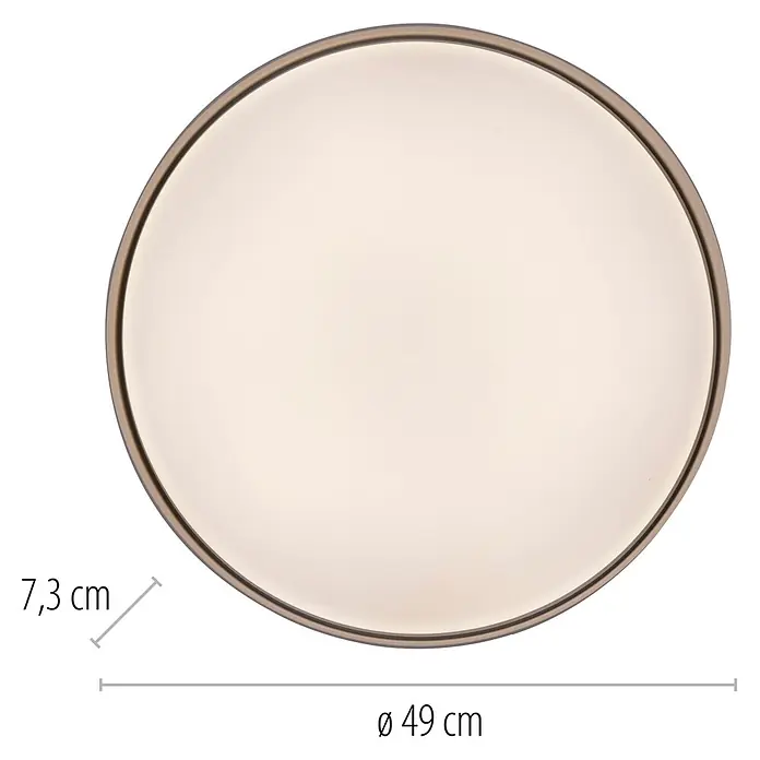 Just Light LED-Deckenleuchte rund Tavoli - 34 W, Ø x H: 49 x 7,3 cm, Sandbrise, Neutralweiß - Rundes LED-Deckenlicht mit hellem Diffusor und dunklem Rand, Durchmesser 49 cm, Höhe 7,3 cm.