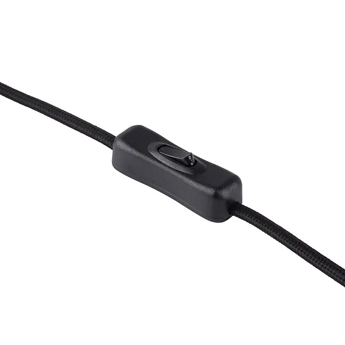 Just Light Tischleuchte Pento - 25 W, L x B x H: 26,5 x 265 x 34,5 cm, Schwarz, E27 - Schwarzer Schnurschalter mit Wippe an einem geflochtenen Kabel.