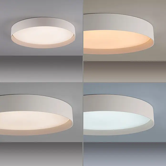 Just Light LED-Deckenleuchte rund Tavoli - 34 W, Ø x H: 49 x 7,3 cm, Sandbrise, Neutralweiß - Weiße runde Deckenleuchte mit einstellbaren Lichtfarben: warmweiß, neutralweiß und kaltweiß.
