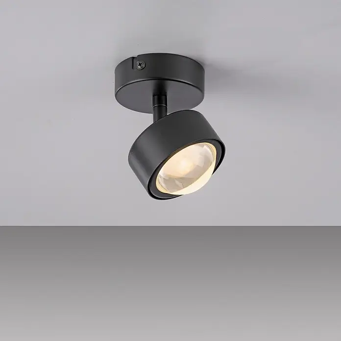 Just Light LED-Deckenstrahler Kulu - 4,8 W, L x B x H: 10,5 x 8 x 12,5 cm, Schwarz, Warmweiß, Anzahl Leuchtmittel: 1 Stk. - Schwarzer verstellbarer Deckenstrahler mit warmem Licht.
