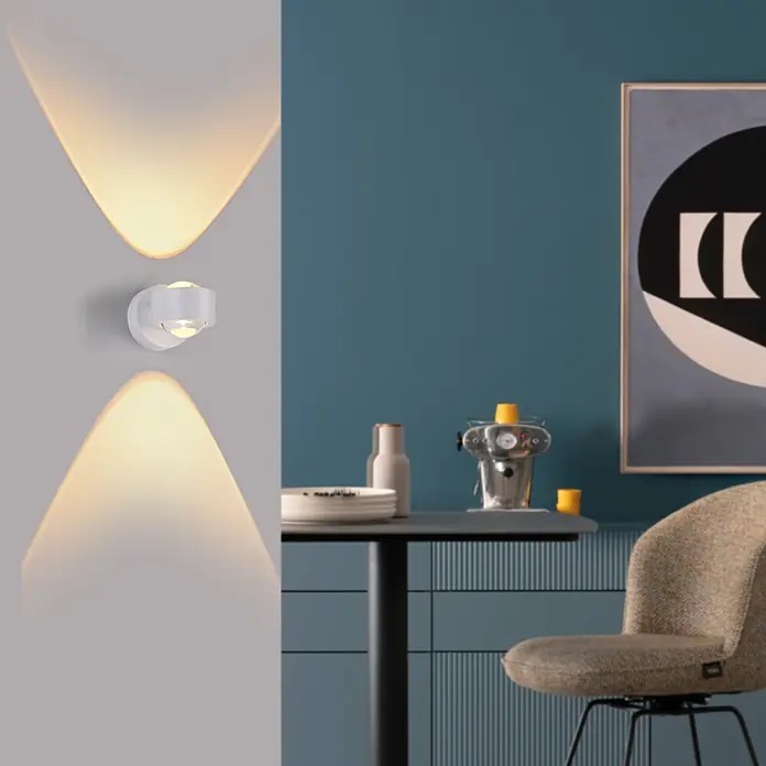 Just Light LED-Wandleuchte Chia -  - Weiße verstellbare Wandleuchte beleuchtet modernes Interieur mit Up- und Downlight.