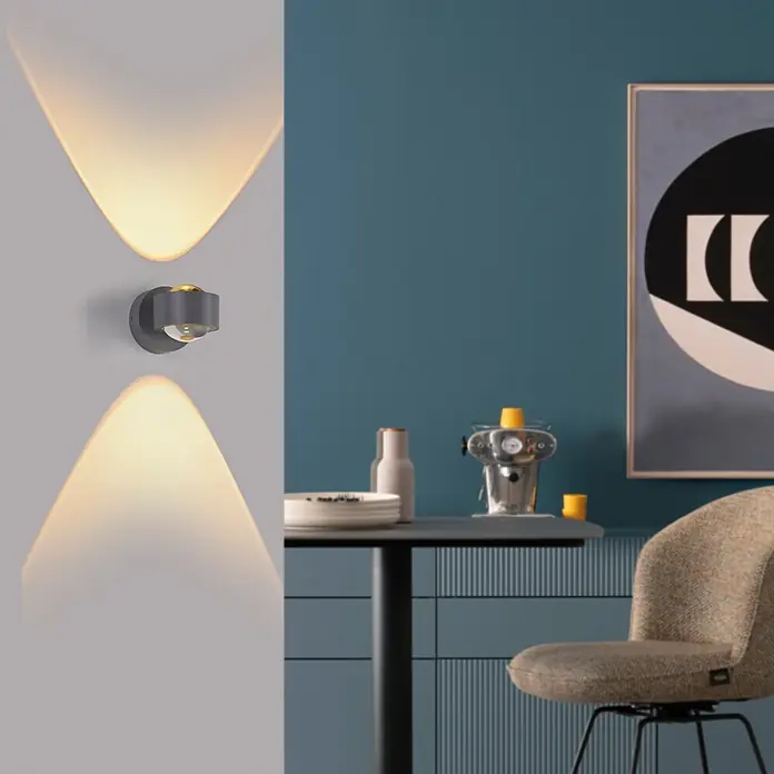 Just Light LED-Wandleuchte Chia -  - Graue Wandleuchte spendet warmes Licht nach oben und unten, installiert an einer Wand.