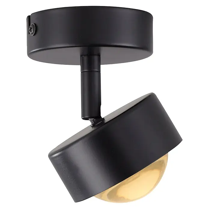 Just Light LED-Deckenstrahler Kulu - 4,8 W, L x B x H: 10,5 x 8 x 12,5 cm, Schwarz, Warmweiß, Anzahl Leuchtmittel: 1 Stk. - Schwarzer, matter, verstellbarer Deckenstrahler mit warm leuchtender Glühbirne.