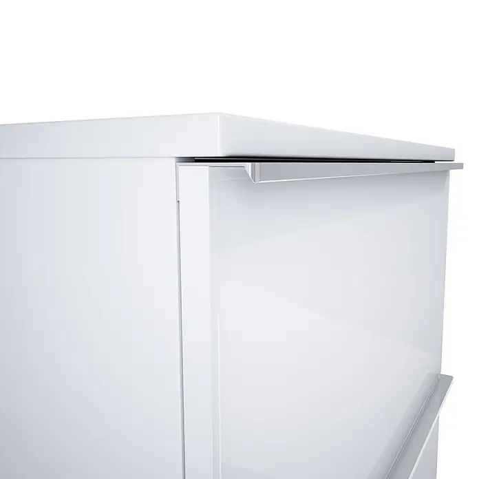 Riva Moon Waschtischunterschrank - B x T x H: 60 x 45,3 x 63,5 cm, Weiß - Weißer Hochglanzschrank mit elegantem, integriertem Silbergriff.