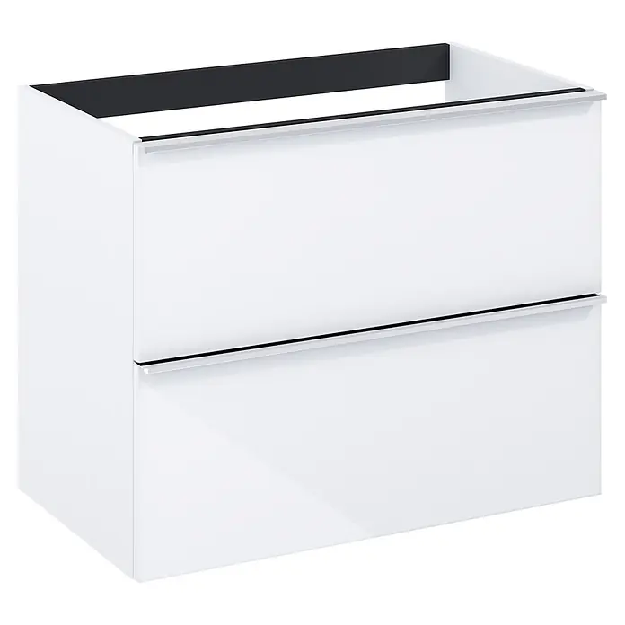 Riva Moon Waschtischunterschrank - B x T x H: 80 x 45,3 x 63,5 cm, Weiß - Weißer Badezimmerschrank mit zwei Schubladen, schwarzem Innenrahmen und eleganten integrierten Griffen.