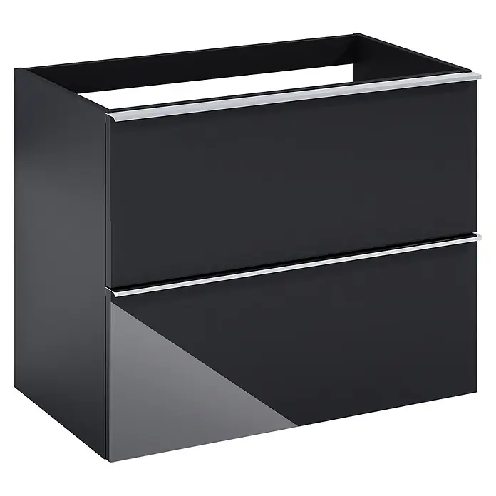 Riva Moon Waschtischunterschrank - B x T x H: 80 x 45,3 x 63,5 cm, Schwarz - Dunkelgrauer Waschtischunterschrank mit zwei Schubladen und silberfarbenen Griffen.