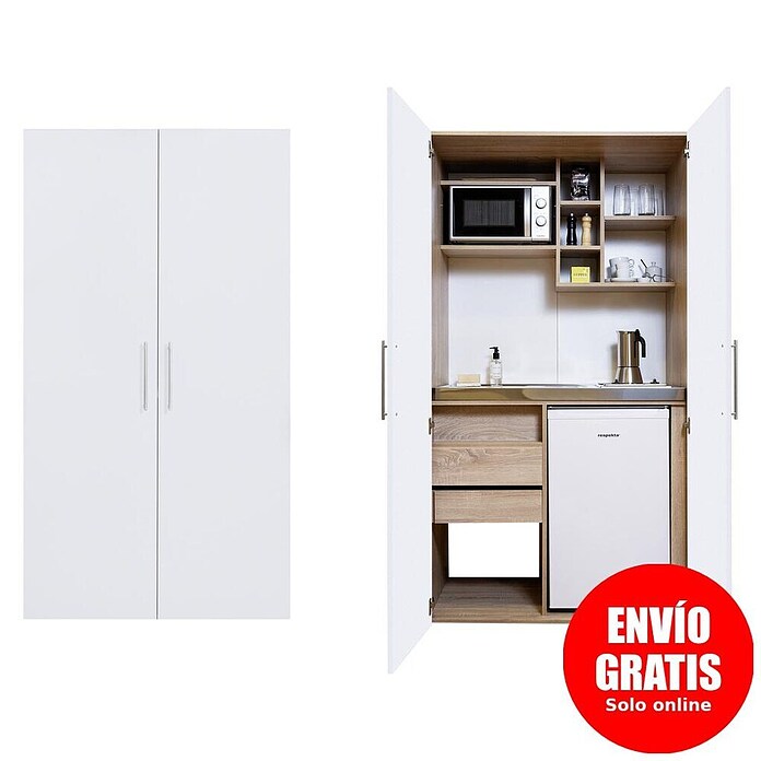 Respekta Cocina en armario Peter (Ancho: 104 cm, Blanco y roble, Vitrocerámica) | BAUHAUS