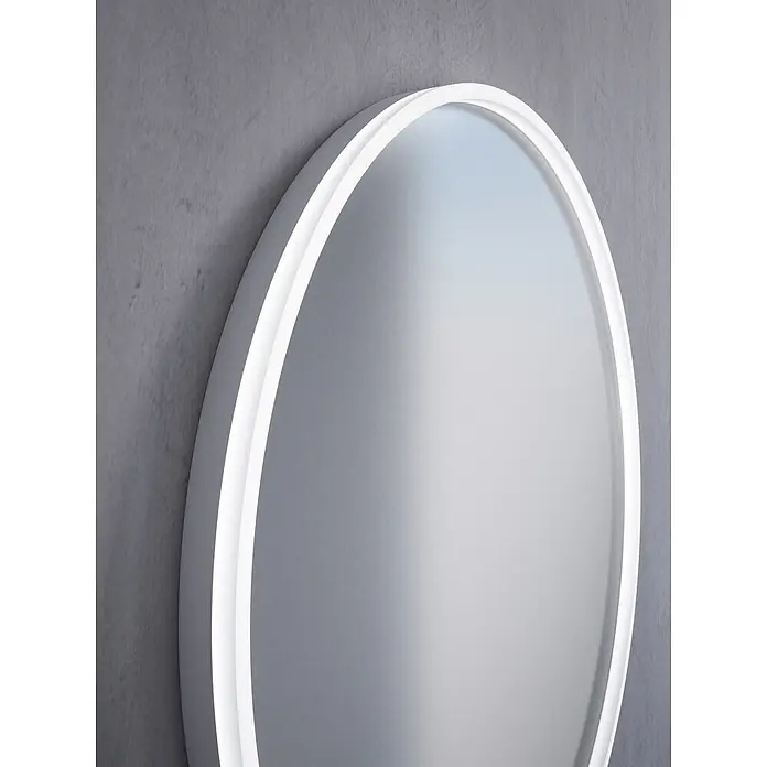 Riva Moon LED-Lichtspiegel - 80 x 4,2 cm - Runder, beleuchteter Spiegel mit weißem Rahmen.