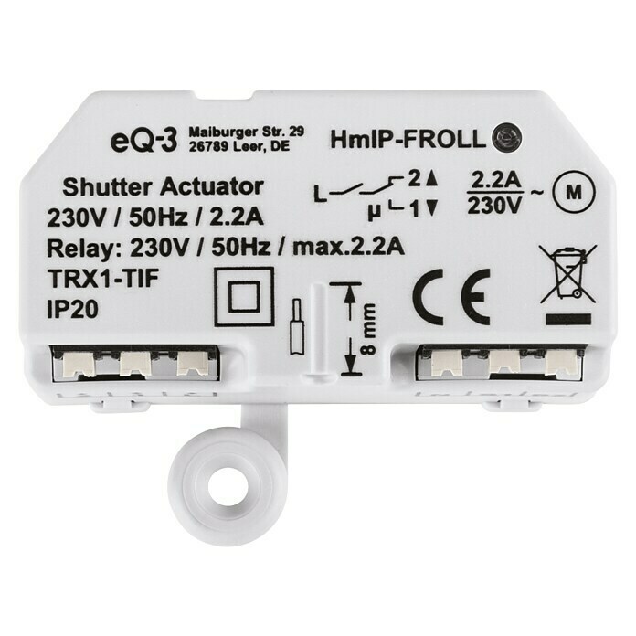 Homematic IP Rollladenschalter HmIP-FROLLUnterputz, 54 x 41 x 33 mm, Funk Front View