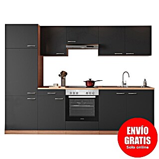Respekta Composición de cocina Gerda (Ancho: 270 cm, Gris, Con electrodomésticos, Volumen horno: 72 l)