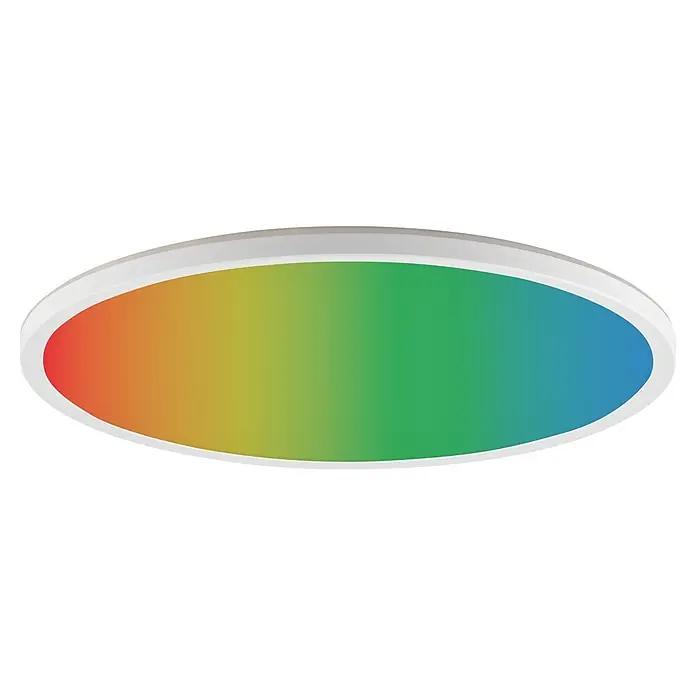 Brilliant LED-Deckenleuchte rund Lunera - 22 W, Ø x H: 42 x 2,9 cm, Weiß, RGBW - Weiße ovale LED-Deckenleuchte mit farbigem Regenbogen-Farbverlauf-Diffusor.