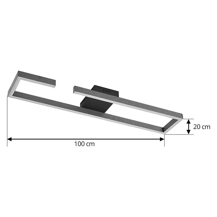 Lucande Deckenleuchte Yvor - schwarz - Moderne LED-Deckenleuchte, 100x20 cm, mit schwarz-weiß gestreiftem Geometrie-Design und zentralem schwarzem Montageelement.