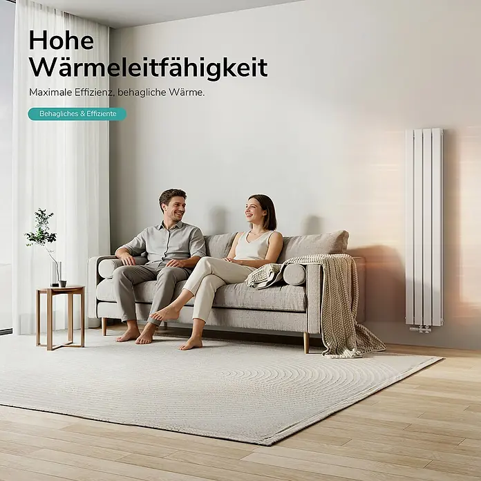 Emke Designheizkörper Flatrad FR - Wärmeleistung bei Vorlauftemperatur von 75 °C (D: 50): 889 W, Weiß - Hoher weißer Wandheizkörper, der Wärme spendet.
