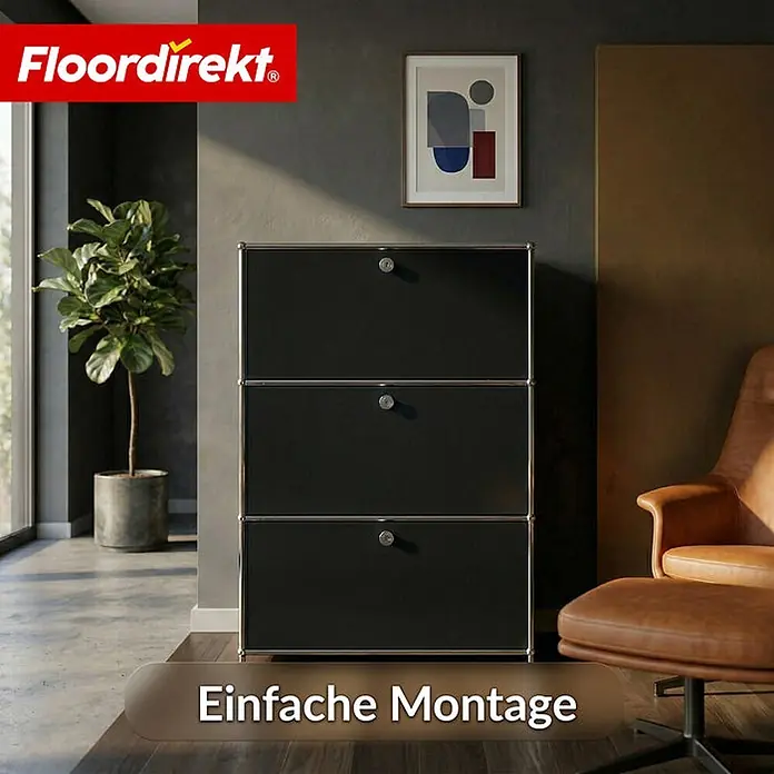 Floordirekt Metall-Mehrzweckschrank Concept Epure MK-129 Schwarz - Schwarz