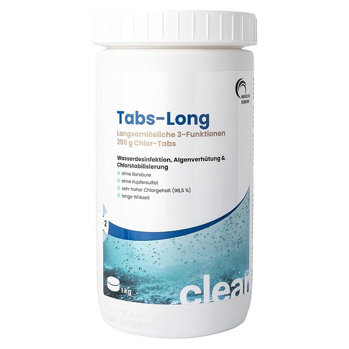 Chlortabs Clear Tabs-Long (Geeignet für: Pools, 1 kg) | BAUHAUS