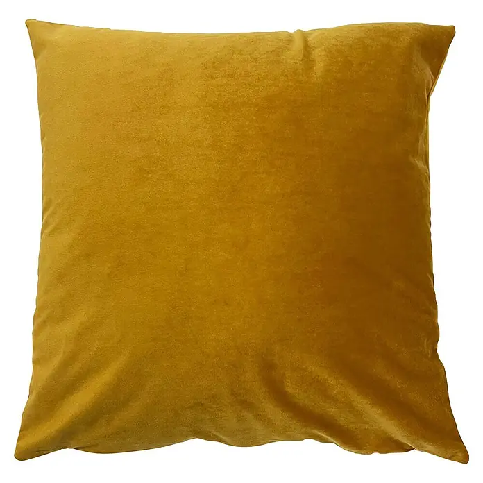 Kissen Finja - Chai Tea, 45 x 45 cm, 100 % Polyester - Weiches goldgelbes Samt-Zierkissen.
