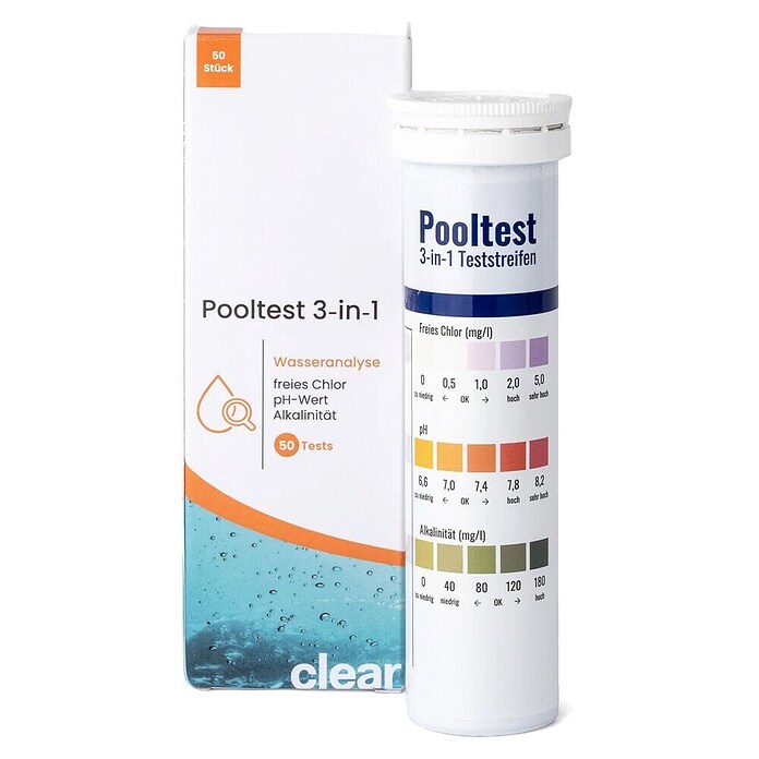 Chlor- & pH-Teststrips Clear Pooltest 3-in-1 (Geeignet für: Pools, 50 Stk.) | BAUHAUS