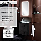Camargue Stella Mini Waschtischunterschrank (22,5 x 44 x 60 cm, Mit Beleuchtung, Darkoak, Matt)