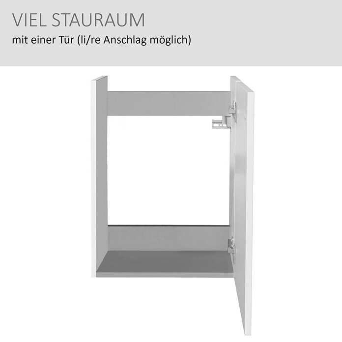Camargue Stella Mini Waschtischunterschrank (22,5 x 44 x 60 cm, Ohne Beleuchtung, Eiche Maron, Matt)