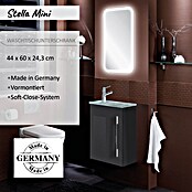 Camargue Stella Mini Waschtischunterschrank (22,5 x 44 x 60 cm, Ohne Beleuchtung, Grafit, Hochglanz)