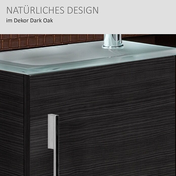 Camargue Stella Mini Waschtischunterschrank (22,5 x 44 x 60 cm, Ohne Beleuchtung, Darkoak, Matt)