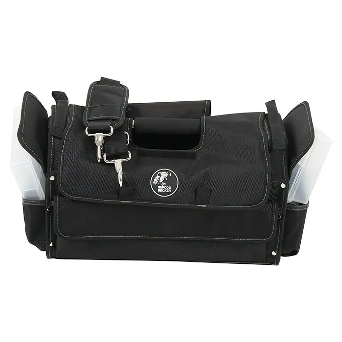 Hepco & Becker Werkzeugtasche Profi-Installateurtasche 5858 - L x B x H: 200 x 400 x 240 mm, Polyester - Schwarze Hepco & Becker Werkzeugtasche mit Tragegriff und Schultergurt. Praktisch und robust für den täglichen Einsatz.