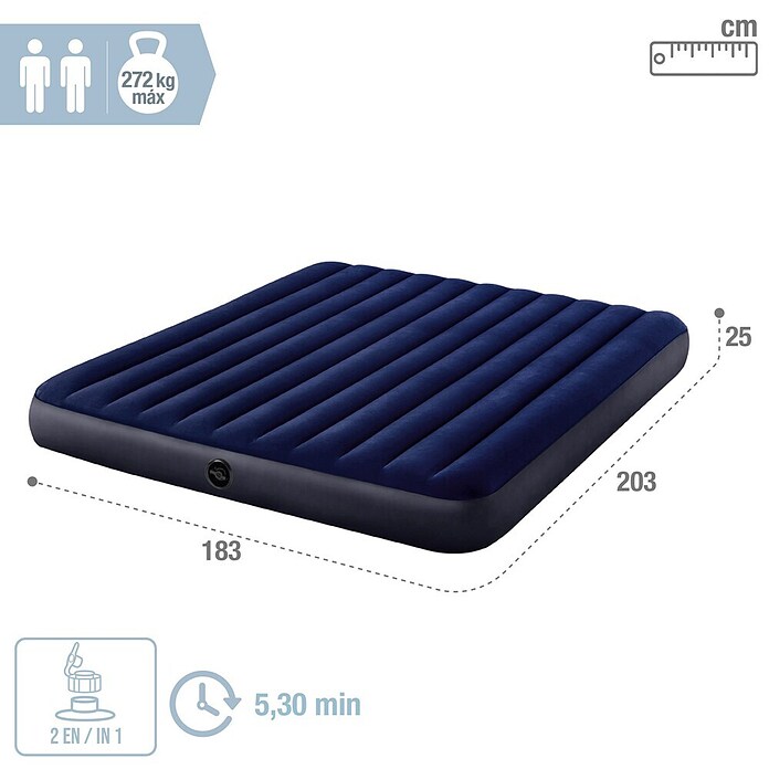 Intex Luftbett Dura-Beam Standard Classic (L x B x H: 203 x 183 x 25 cm, Blau) | BAUHAUS