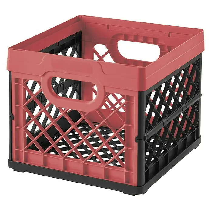 BAUHAUS Klappbox quadratisch - L x B x H: 335 x 335 x 279 mm, Fassungsvermögen: 25 l - Eine rote und schwarze zusammenklappbare Aufbewahrungsbox mit Tragegriffen, die sich ideal für Organisation und Transport eignet.