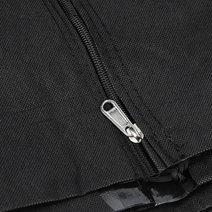 Sunfun Hollywoodschaukel-Schutzhülle - L x B x H: 210 x 150 x 139 cm, Polyester, 160 g/m², Schwarz - Schwarzer Vliesstoff mit subtilem Punktmuster und silbernem Metallreißverschluss.