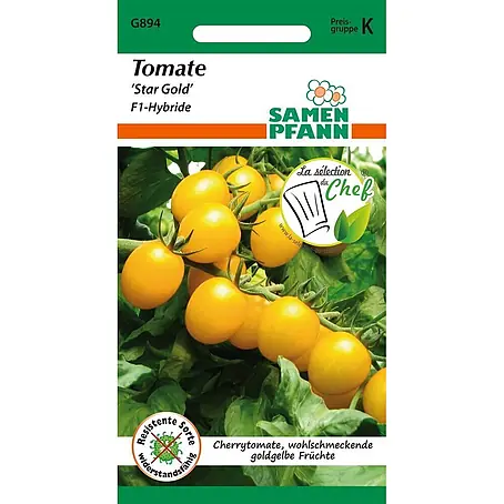 Samen Pfann  Saatgut Tomate, Star Gold F1 (Cherry-Tomate)