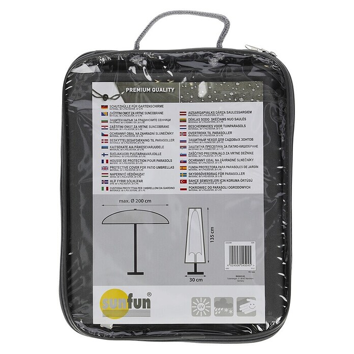 Sunfun Schirm-Schutzhülle (Polyester, Passend für: Schirme mit Ø 180 - 200 cm)