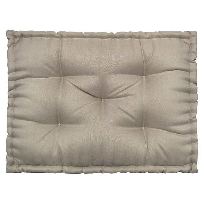 Cojín para asiento de palet water resist Oxford - 1 ud., L x An x Al: 80 x 60 x 10 cm, 100% poliéster, Taupe - Cojín capitoné beige de tela tejida, ideal para mayor comodidad al sentarse.