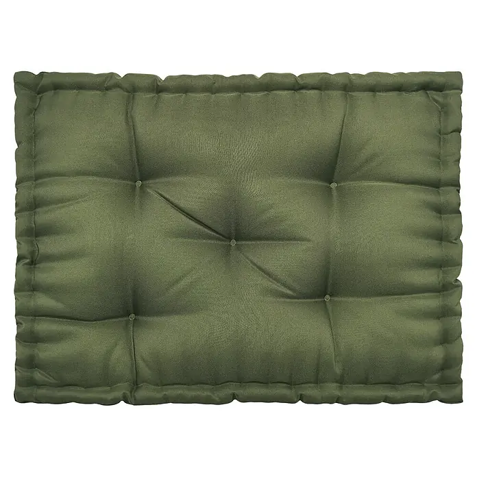 Cojín para asiento de palet water resist Oxford - 1 ud., L x An x Al: 80 x 60 x 10 cm, 100% poliéster, Verde - Cojín rectangular capitoné verde oliva.