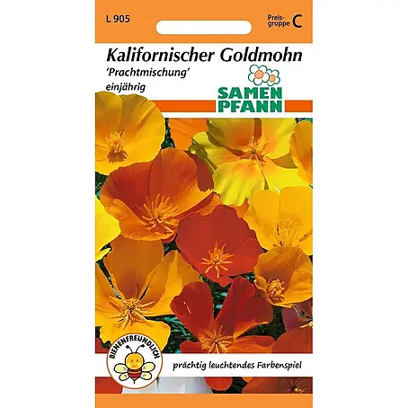 Samen Pfann  Saatgut Mohn, Kalifornischer Goldmohn, Prachtmischung