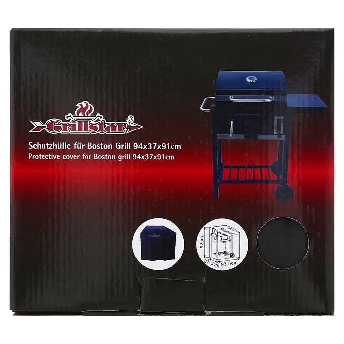Grillstar Grill-Schutzhülle - Passend für: Grillstar Holzkohlegrill Boston, Kunststoff - Dunkle Schutzhülle für Boston Grill, 94x37x91cm.