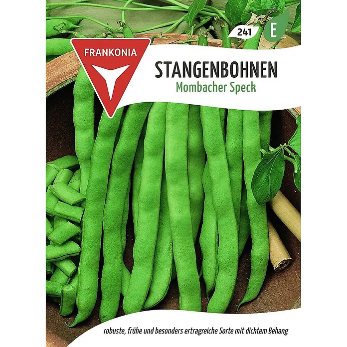 Frankonia Samen Saatgut Stangenbohne, Mombacher Speck - Phaseolus vulgaris, 5,67 g - Frische grüne Stangenbohnen, Sorte Mombacher Speck.