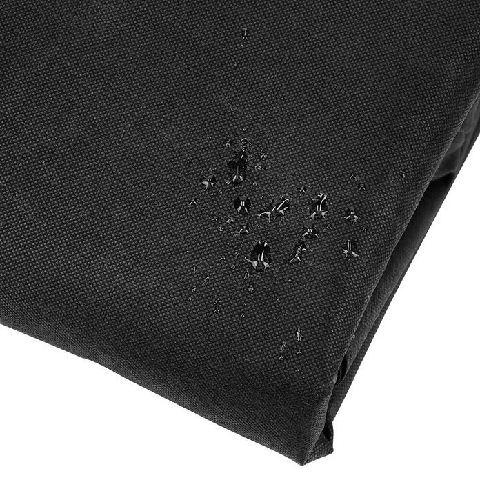 Sunfun Sitzgruppen-Schutzhülle S - L x B x H: 170 x 140 x 85 cm, Polyester, 160 g/m², Schwarz/Anthrazit - Dunkler, texturierter, wasserdichter Stoff mit Wassertropfen.