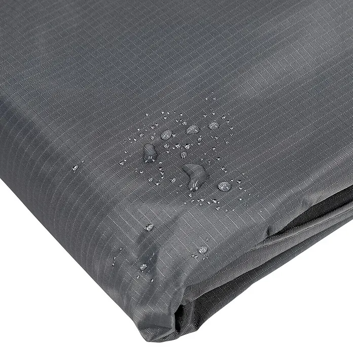 SENSUM Sitzgruppen-Schutzhülle - L x B x H: 250 x 140 x 85 cm, Polyester, 140 g/m² - Dunkelgrauer, texturierter, wasserdichter Stoff mit Wassertropfen auf der Oberfläche.