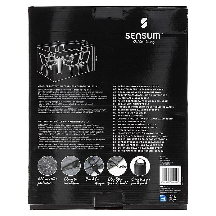 Sensum Sitzgruppen-Schutzhülle (250 x 140 x 85 cm, Polyester)