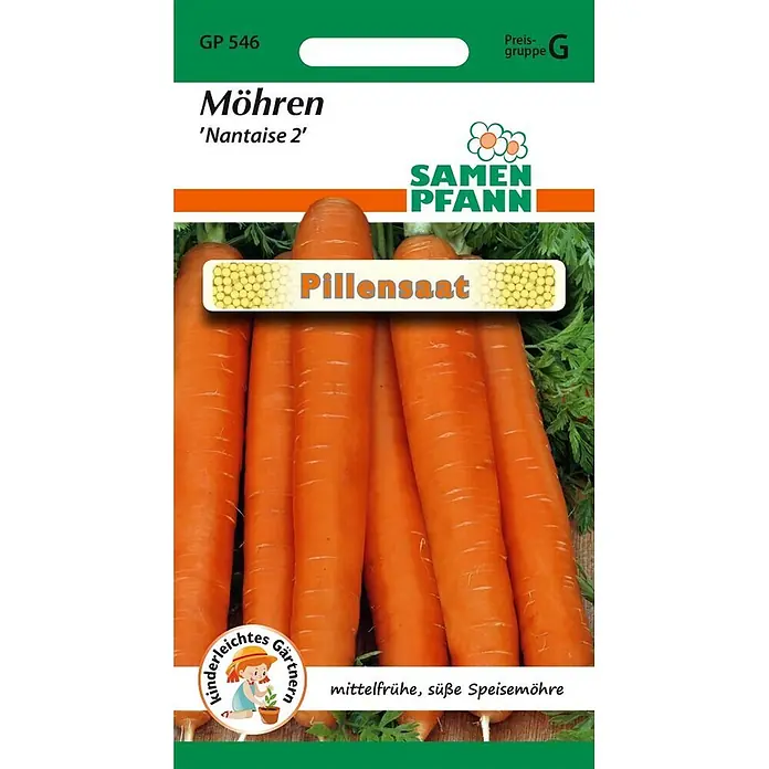 Samen Pfann Saatgut Möhre, Nantaise Pillensaat - Daucus carota, 2,5 g - Samenpackung für Möhren 'Nantaise 2', Pillensaat.