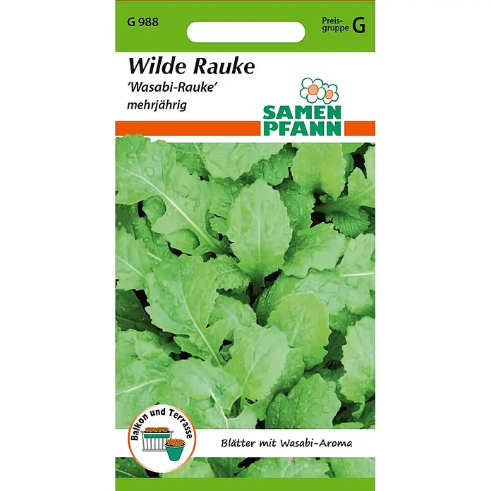 Samen Pfann Saatgut Wilde Rauke, Wasabi - Diplotaxis tenuifolia, 1,6 g - Samen-Pfann-Saattüte für 'Wasabi-Rauke', mehrjährig, mit Blättern und Wasabi-Aroma.