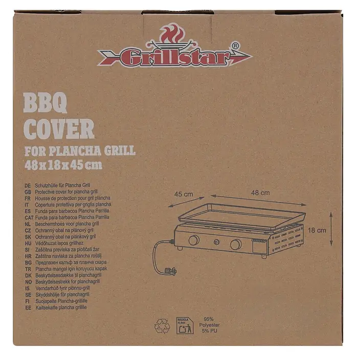 Grillstar Grill-Schutzhülle Plancha - Passend für: Grillstar Plancha-Grill, Kunststoff - Schutzhülle für Plancha-Grill, 48x18x45 cm. Aus 95% Polyester und 5% PU.