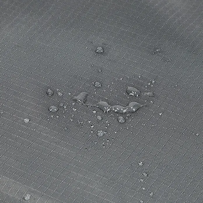 SENSUM Auflagen-Schutzhülle Tragetasche - L x B x H: 220 x 90 x 50 cm, Polyester, 140 g/m² - Grauer Webstoff mit Wassertropfen, die abperlen und seine wasserabweisenden Eigenschaften zeigen.