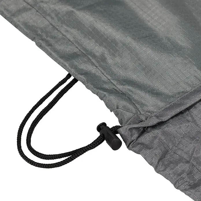 SENSUM Balkon-Set-Schutzhülle - Polyester, Grau, 140 g/m² - Grauer Ripstop-Stoff mit schwarzem Kordelzug und Kordelstopper zum Festziehen.