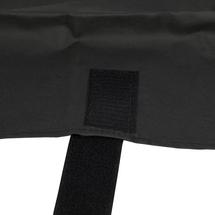 Kingstone Grill-Schutzhülle - Passend für: Kingstone Kugelgrill Sunset II, Kunststoff - Schwarzes Textil mit schwarzem Klettverschluss, wobei ein Band ausgefahren ist.