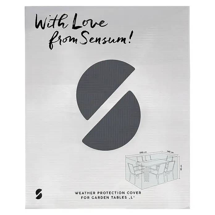 SENSUM Sitzgruppen-Schutzhülle - L x B x H: 250 x 140 x 85 cm, Polyester, 140 g/m² - Dunkelgraue Wetterschutzhülle für große Gartentische, Größe L (250x140x85 cm).