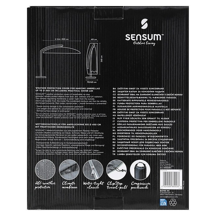 Sensum Schirm-Schutzhülle (Polyester, Passend für: Ampelschirme bis Ø 450 cm)