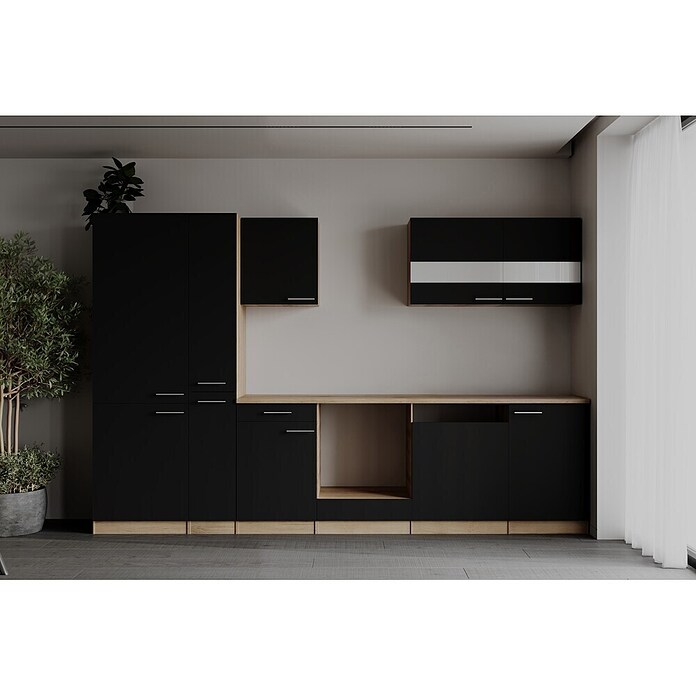 Respekta Merle Küchenleerblock (Breite: 310 cm, Schwarz, Ohne Elektrogeräte) | BAUHAUS