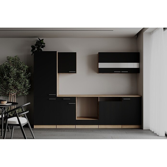Respekta Merle Küchenleerblock (Breite: 280 cm, Schwarz, Ohne Elektrogeräte) | BAUHAUS